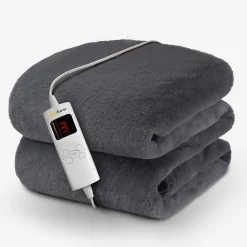 Plaid Chauffant Électrique En Fausse Fourrure De Luxe - Gris