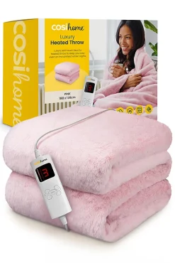 Plaid Chauffant Électrique En Fausse Fourrure De Luxe - Rose