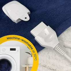 Plaid Chauffant Électrique Double En Polaire & Sherpa - Bleu Marine