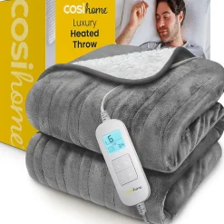 Plaid Chauffant Électrique En Polaire & Sherpa - Gris