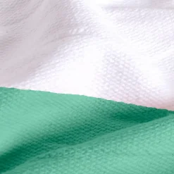 Plaid coton vert et blanc avec pompons 180x220cm SLAVIA - SACASA