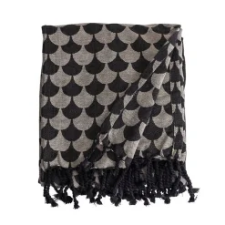 Plaid en coton Noir et gris avec franges DROPALL - SACASA