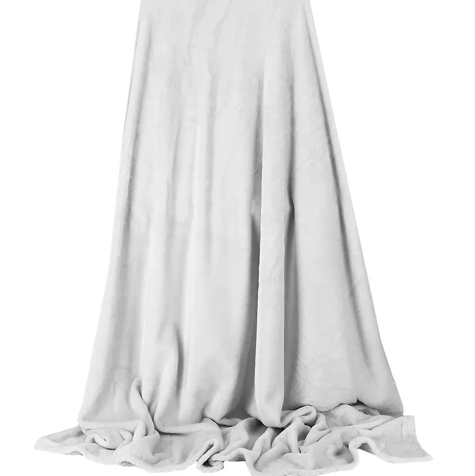 Plaid Springos douillette et douce, couverture épaisse 200 x 220 cm - gris clair