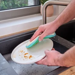 Éponge de nettoyage double face lavable vert l.20.5 x l.2 x ep.11 cm