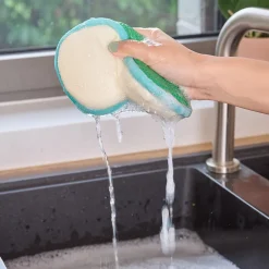 Éponge de nettoyage double face lavable vert l.20.5 x l.2 x ep.11 cm