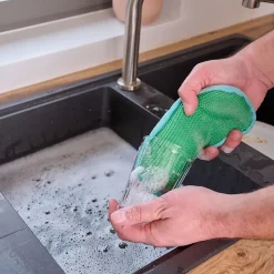 Éponge de nettoyage double face lavable vert l.20.5 x l.2 x ep.11 cm