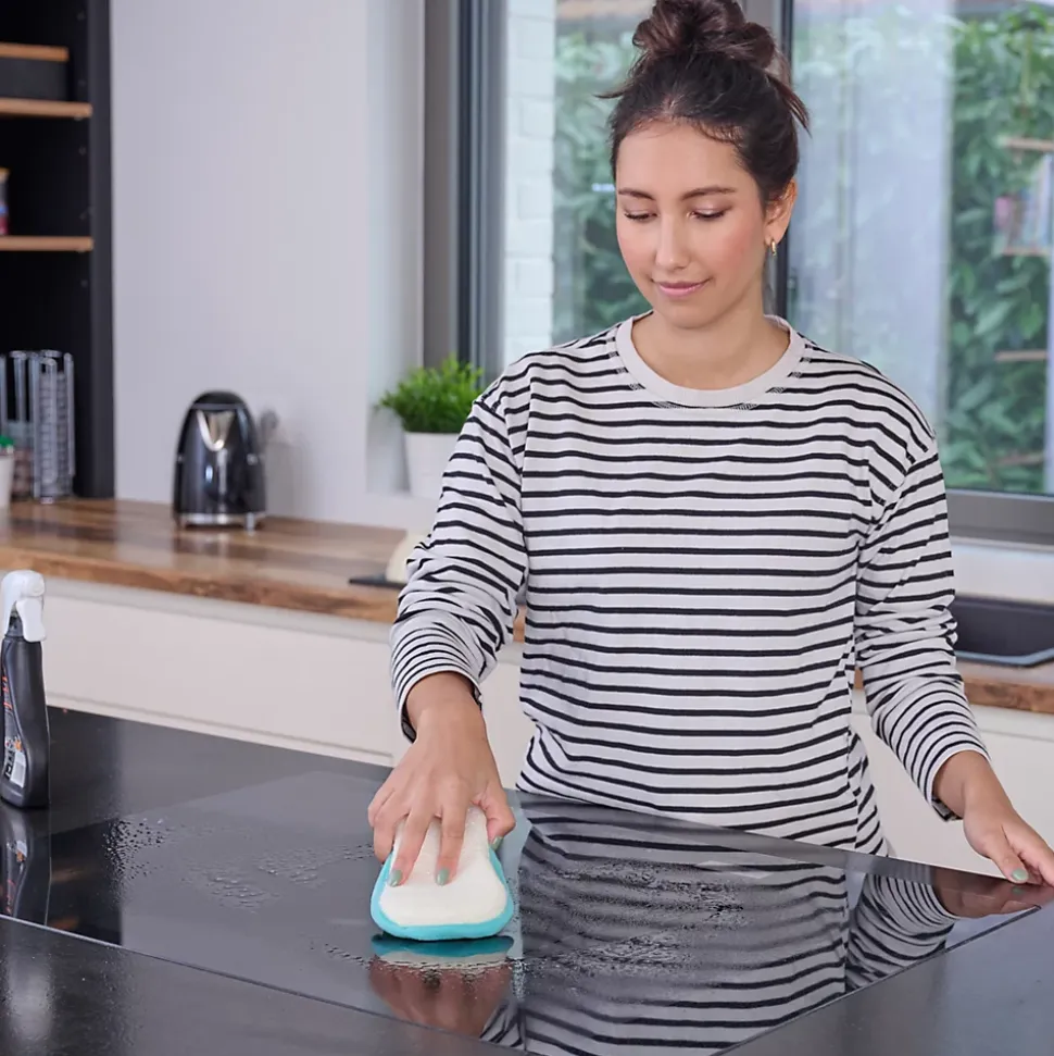 Éponge de nettoyage double face lavable vert l.20.5 x l.2 x ep.11 cm