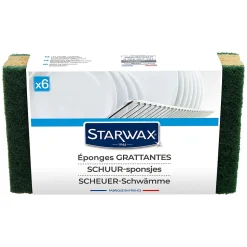 Éponge grattante pour les surfaces peu fragiles, Starwax vendue par 6 pièces