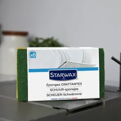 Éponge grattante pour les surfaces peu fragiles, Starwax vendue par 6 pièces