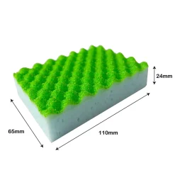 Éponge synthétique abrasive L.11 x l.6,5 x 2,4 cm blanc et vert vendue par 3 pièces