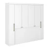 Pont de lit - 6 portes - Avec armoires et rangements - L216,5 cm - Blanc - ANTERO