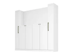 Pont de lit - 6 portes - Avec armoires et rangements - L216,5 cm - Blanc - ANTERO
