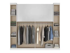 Pont de lit - 6 portes - Avec armoires et rangements - L216,5 cm - Blanc - ANTERO