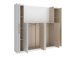 Pont de lit - 6 portes - Avec armoires et rangements - L216,5 cm - Blanc - ANTERO