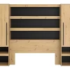 Pont de lit avec rangements et LEDs - L269 cm - Coloris : Naturel et noir - VARLY