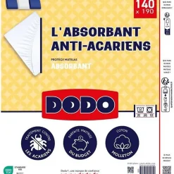 PROTEGE MATELAS L'ABSORBANT - ANTI ACARIENS - COTON - 140x190 cm - DODO