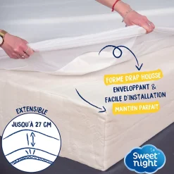 Protège matelas - Alèse Imperméable et Anti Acariens - Bouclette Éponge Coton- Silencieux et Respirant