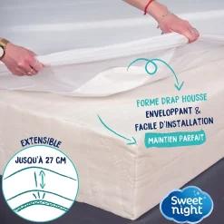 Protège matelas - Alèse Imperméable et Micro Respirante - Souple et Silencieux - Lavable à 90 degrés
