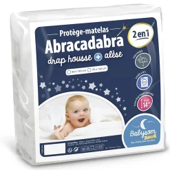 Protège Matelas Bébé 2 en 1 - Drap housse + Alèse Imperméable - Jersey 100% Coton - Souple et Silencieux - Oeko-Tex