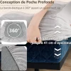 Protège Matelas Housse de Lit Douce en Polyester Cristal Poche Profonde Dessous Antidérapant 90 X 200 CM Gris