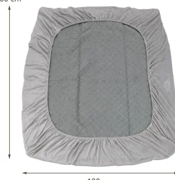 Protège Matelas Housse de Lit Douce en Polyester Cristal Poche Profonde Dessous Antidérapant 180 X 200 CM Gris