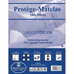 Protège matelas imperméable, absorbant et anti-acariens 180 x 200 cm