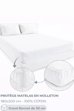 Protège Matelas Molleton - Spécial grand lit 180 x 200 - 5073