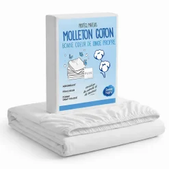 Protège Matelas 140x190 - Molleton 100% Coton - Senteur Linge Propre - Forme Drap Housse Extensible