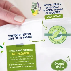 Protège Matelas 160x200 cm - Molleton 100% Coton - Traitement Végétal Anti-Acariens Greenfirst