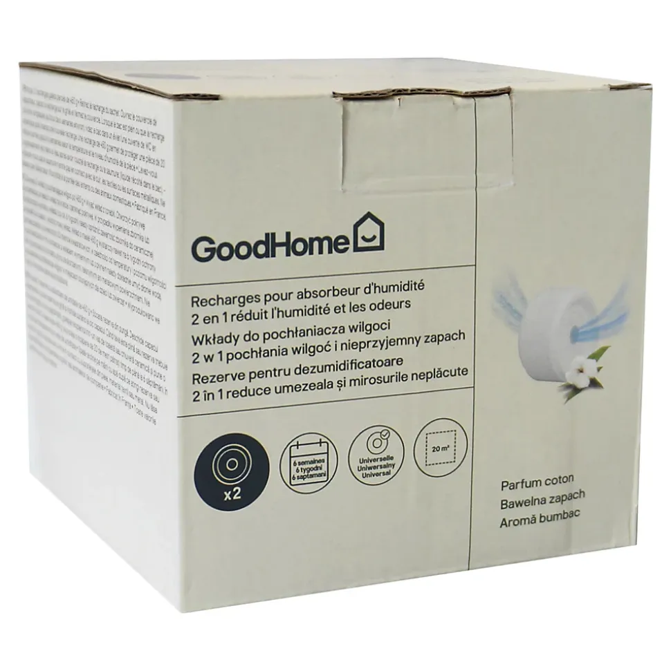 Recharge pour absorbeur d'humidité GoodHome 2 galets coton 20m² 450g
