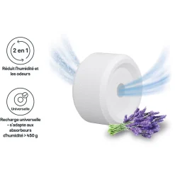 Recharge pour absorbeur d'humidité GoodHome 2 galets lavande 20m² 450g