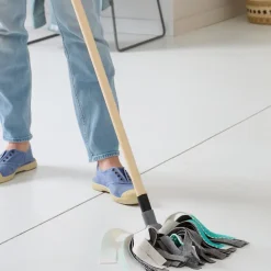 Recharge pour balai-serpillère à franges microfibre et plastique GoodHome blanc et bleu l.8 cm