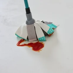 Recharge pour balai-serpillère à franges microfibre et plastique GoodHome blanc et bleu l.8 cm