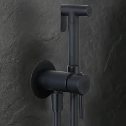 Robinet WC HYGIÈNE INTIME 2 eaux NOIR mat en laiton Kibath
