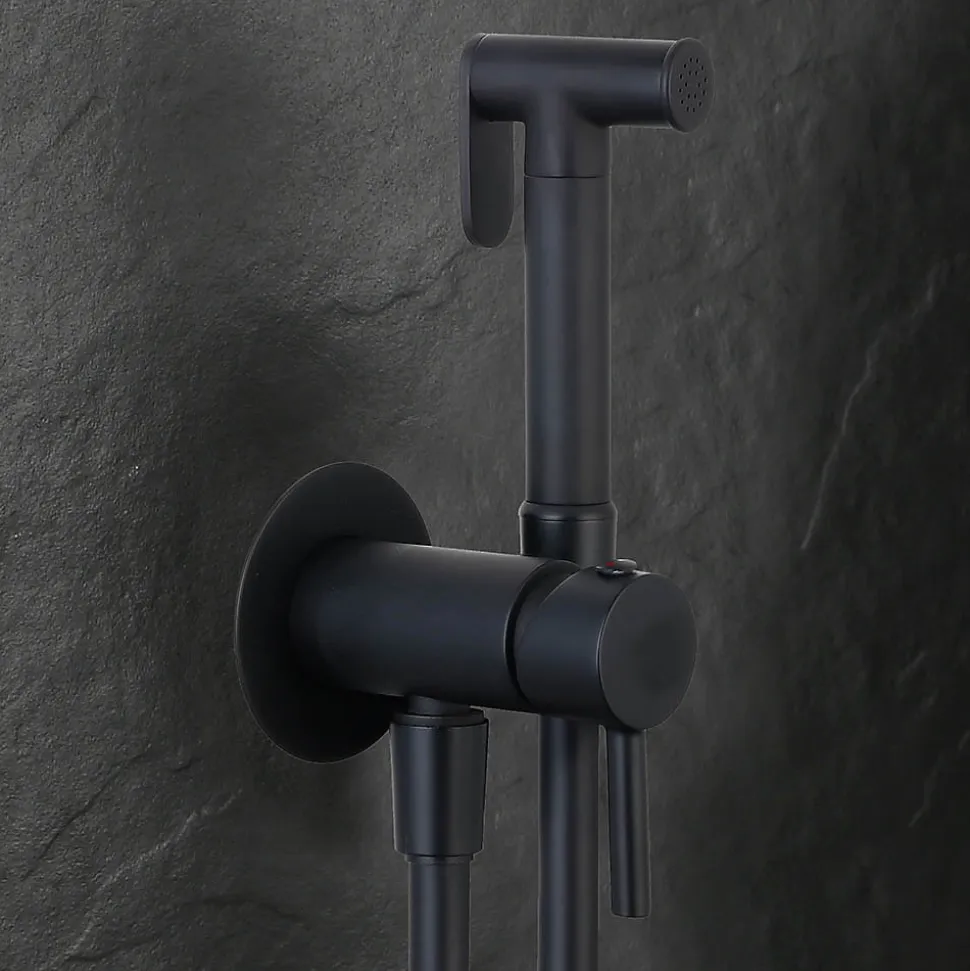 Robinet WC HYGIÈNE INTIME 2 eaux NOIR mat en laiton Kibath