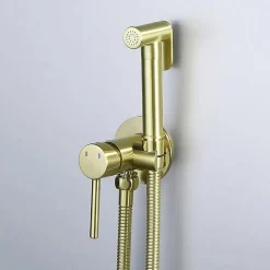 Robinet WC HYGIÈNE INTIME 2 eaux, OR brossé, en laiton Kibath