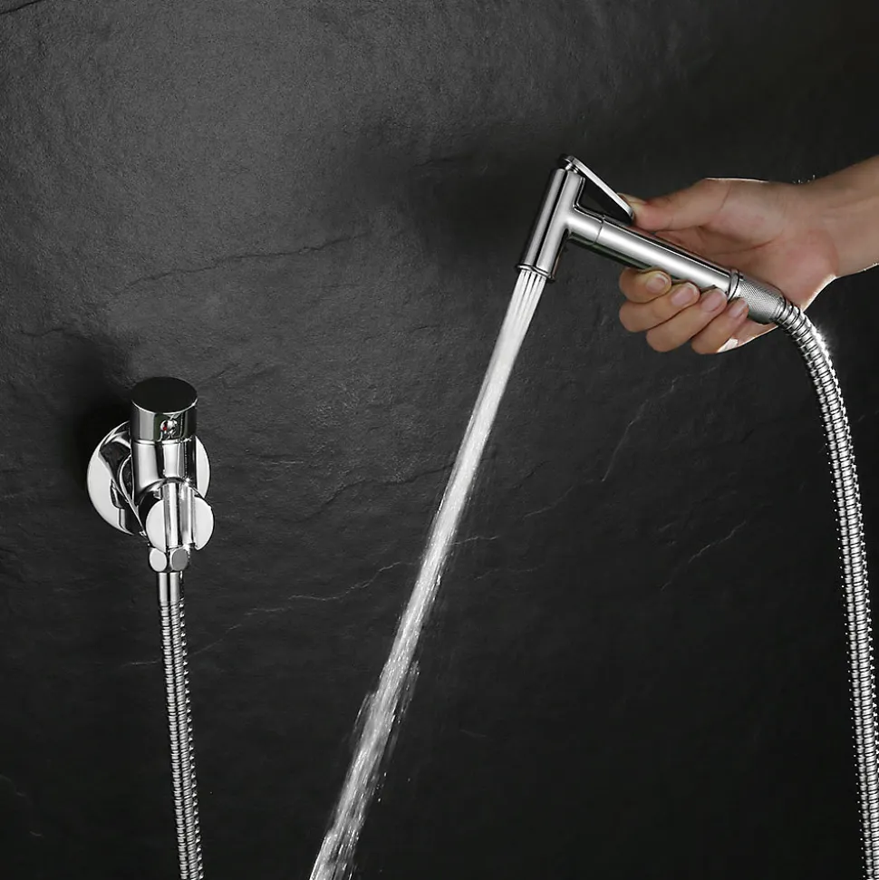 Robinet WC HYGIÈNE INTIME 1 eau Chrome brillant en laiton Kibath