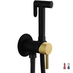 Robinet WC HYGIÈNE INTIME 2 eaux NOIR OR mat en laiton Kibath