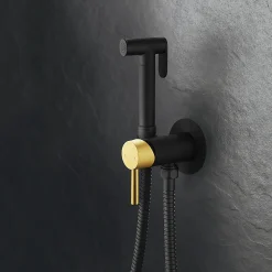 Robinet WC HYGIÈNE INTIME 2 eaux NOIR OR mat en laiton Kibath