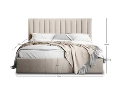 Rosario - lit coffre - 140x200 - sommier inclus - en velours - Best Mobilier