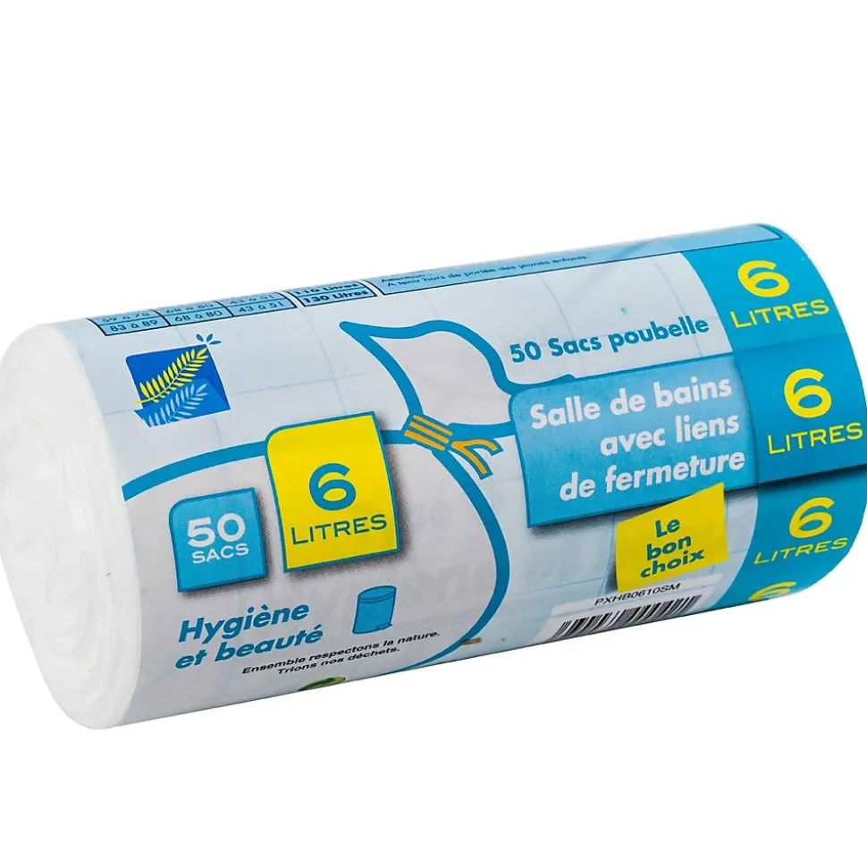 Sacs poubelle blanc 6 litres 50 pièces