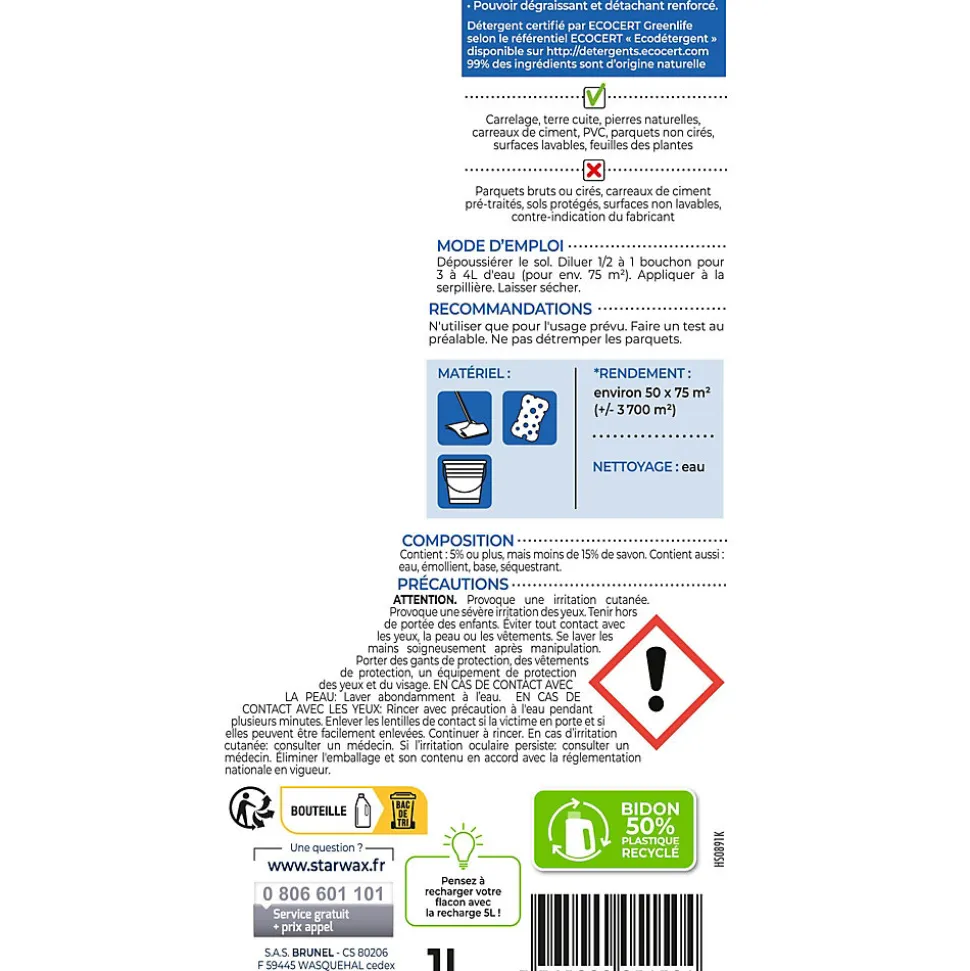 Savon noir à l'huile de lin Starwax 1L