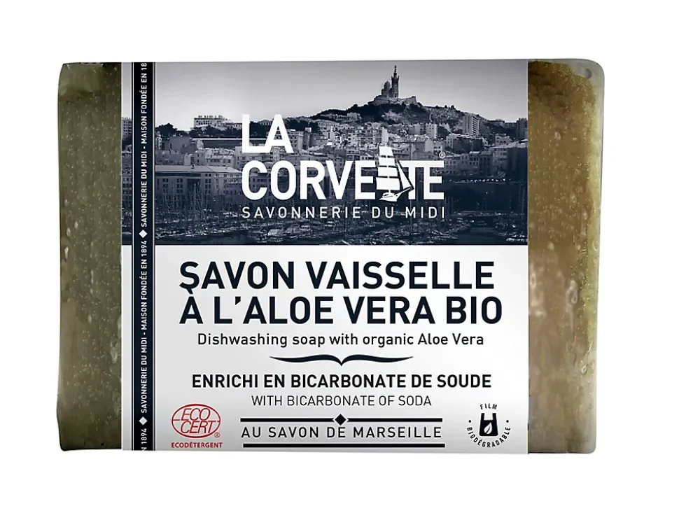 Savon vaisselle à l'aloe vera bio au savon de Marseille La Corvette Savonnerie du midi 200 g