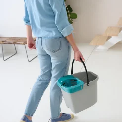 Seau et essoreuse de torsion GoodHome gris clair 14L