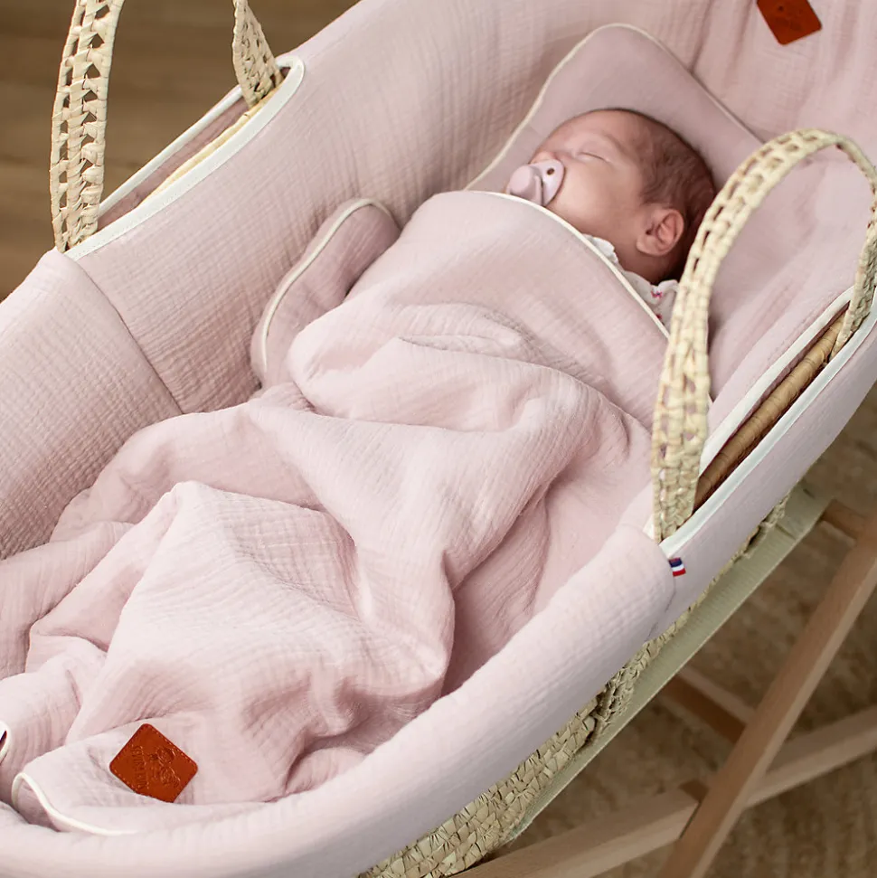 Set berceau couverture et coussin en gaze de coton Jeanne