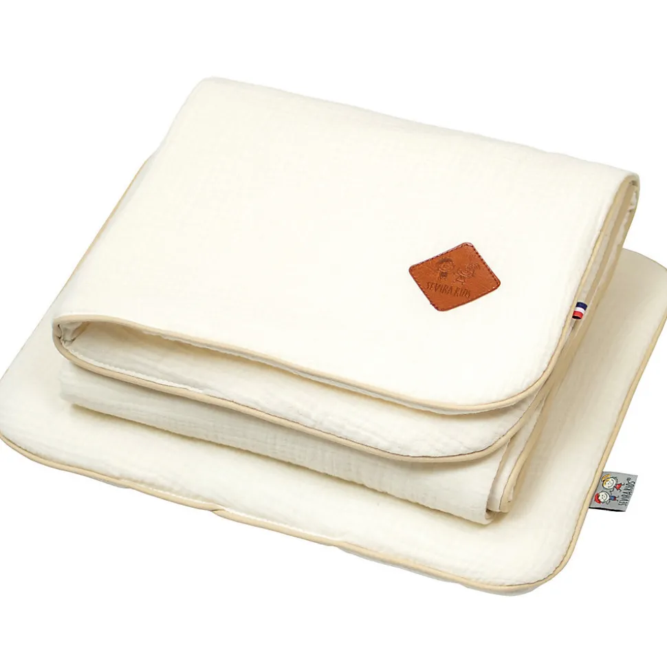 Set berceau couverture et coussin en gaze de coton Jeanne
