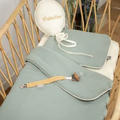 Set berceau couverture et coussin en gaze de coton Jeanne