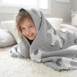 SEVIRA KIDS Couverture pour bébé en coton bio LICORNE