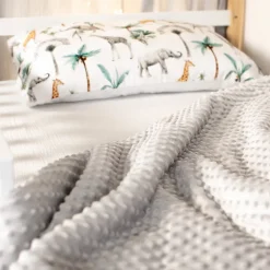 SEVIRA KIDS Grand plaid couverture réversible en minky Safari