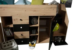 SMART 3P Lit superposé 248,5/123/93 (artisan/noir)